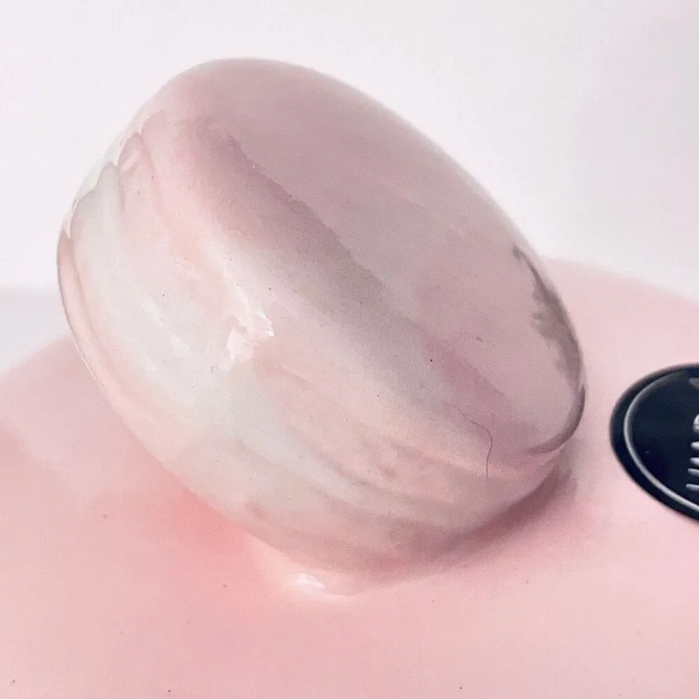 NWT LUNA & SAGE Gorgeous Macaron Pink White Glossy Ceramic 7”Canister Jar w Lid